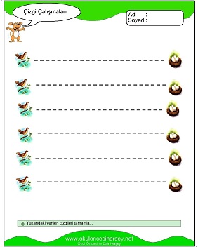 okul öncesi çizgi çalışma sayfaları